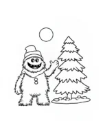 Festive Snowman Waving Beside Christmas Tree Coloring Page By Mindset Flow