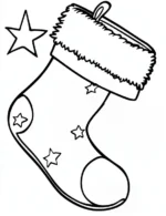 Festive Stocking With Stars Christmas Coloring Page by Mindset Flow