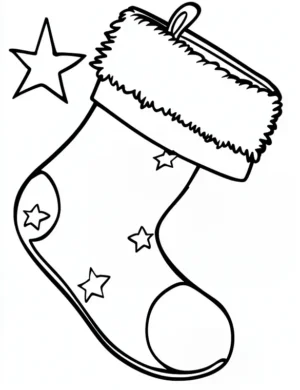 Festive Stocking With Stars Christmas Coloring Page by Mindset Flow