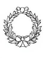 Festive Wreath with Bows and Holly Christmas Coloring Page by Mindset Flow
