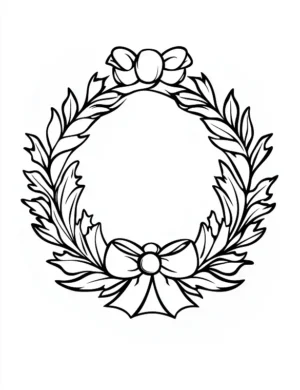 Festive Wreath with Bows and Holly Christmas Coloring Page by Mindset Flow