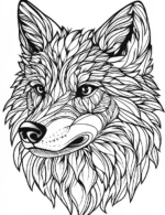 Fierce Wild Wolf Mandala with Flowing Fur Design Coloring Page by Mindset Flow