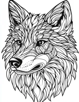 Fierce Wild Wolf Mandala with Flowing Fur Design Coloring Page by Mindset Flow