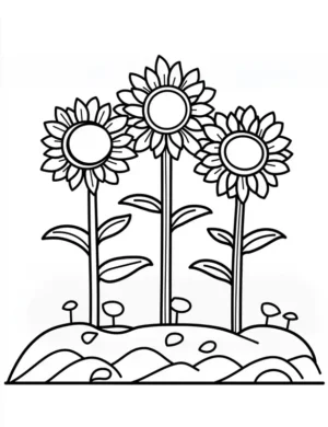 Fire Flower in Nature Coloring Page