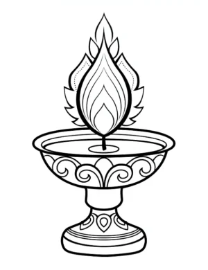 Flame Candle In Decorative Bowl Christmas Coloring Page By Mindset Flow