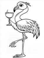 Flamingo with Martini Cocktail Coloring Page by Mindset Flow