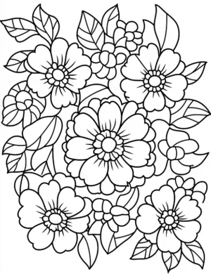 Floral Bouquet In A Circle Adult Flower Coloring Page By Mindset Flow
