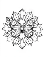Floral Butterfly Mandala with Petals Coloring Page by Mindset Flow