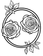 Floral Circular Frame Roses Leaves Mandala Coloring Page by Mindset Flow