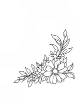 Floral Corner Frame with Leaves and Flowers Design Coloring Page