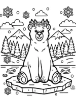 Floral Crown Polar Bear Coloring Page By Mindset Flow