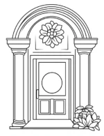 Floral Doorway Flower Coloring Page By Mindset Flow