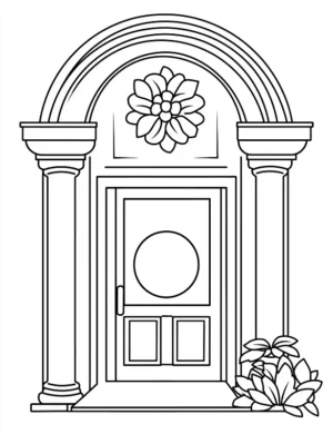 Floral Doorway Flower Coloring Page By Mindset Flow