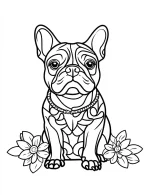 Floral French Bulldog Mandala with Flowers Coloring Page by Mindset Flow