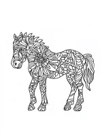 Floral Horse Mandala with Intricate Petals Coloring Page by Mindset Flow