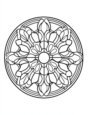 Floral Lotus Mandala with Petals and Leaves Coloring Page by Mindset Flow