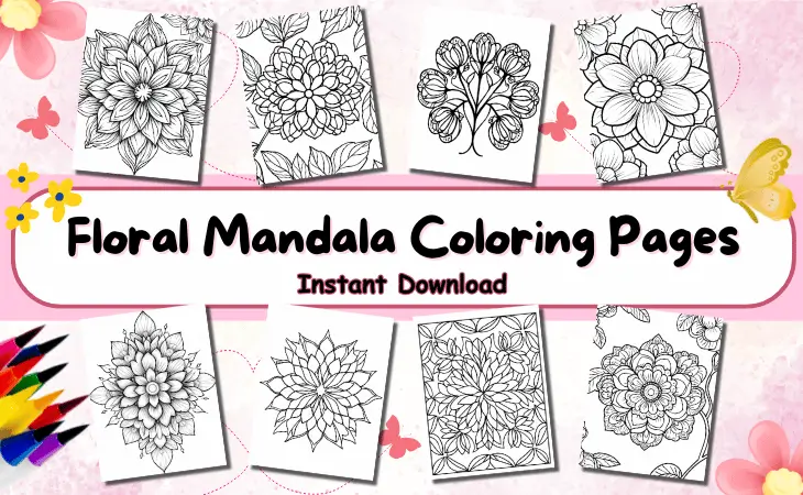 Floral Mandala Coloring Pages by Mindset Flow