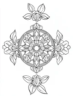 Floral Mandala Design with Leaves and Petals Coloring Page by Mindset Flow