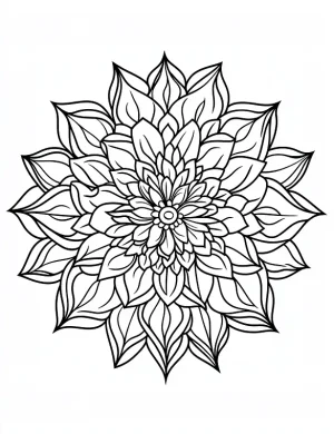 Floral Mandala Design with Petals and Leaves Coloring Page by Mindset Flow