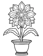 Floral Mandala Flower in Pot Coloring Page
