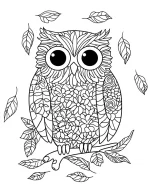 Floral Owl Mandala with Leaves Coloring Page by Mindset Flow