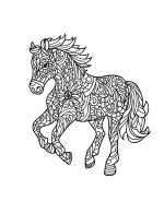 Floral Pattern Horse Mandala Outline Coloring Page by Mindset Flow