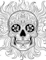 Floral Skull with Intricate Details Adult Coloring Page by Mindset Flow