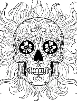 Floral Skull with Intricate Details Adult Coloring Page by Mindset Flow