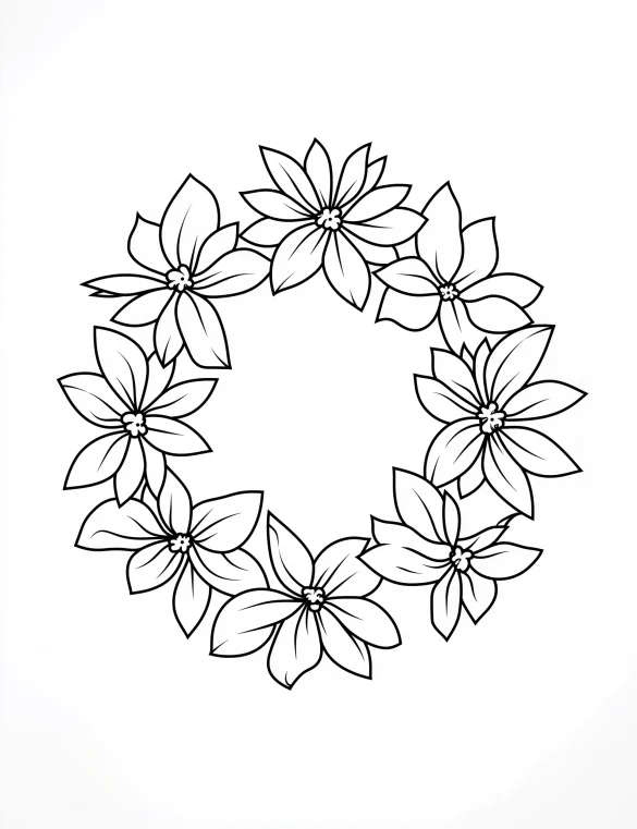 Floral Wreath Coloring Page