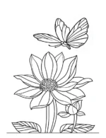 Flower And Butterfly Adult Flower Coloring Page