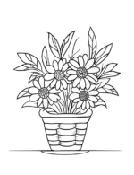 Flower Basket With Fresh Blooms Flower Coloring Page By Mindset Flow
