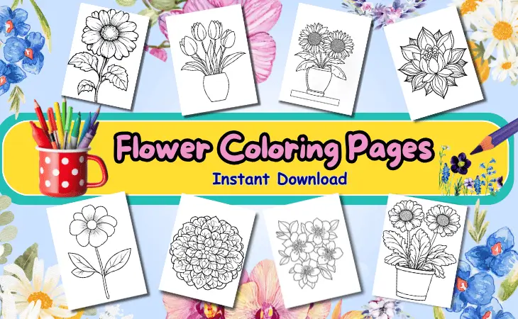 Flower Coloring Pages For Adults Teens Kids by Mindset Flow