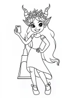 Flower Crowned Elf Girl With Horns Christmas Coloring Page By Mindset Flow