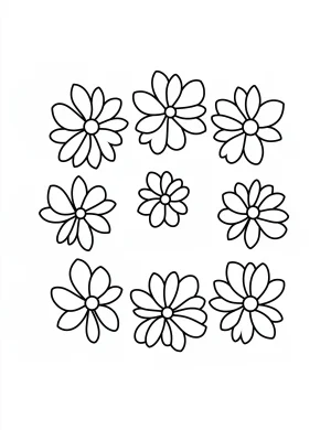 Flower Frame with Six Beautiful Daisies Adult Coloring Page