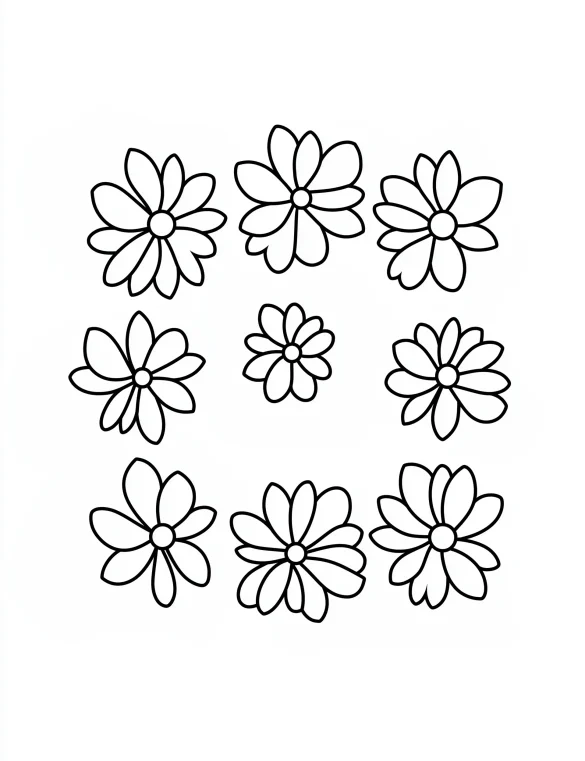 Flower Frame with Six Beautiful Daisies Adult Coloring Page