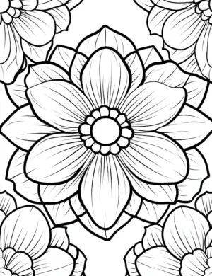Flower Mandala Design With Multiple Layers Of Petals Coloring Page by Mindset Flow