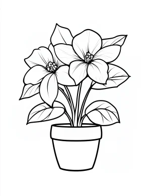 Flower Vase with Wide Petals Coloring Page