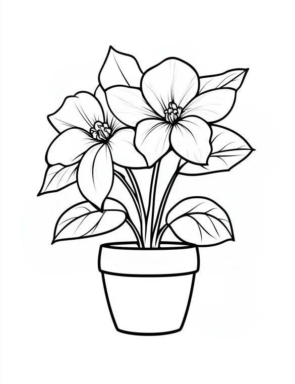 Flower Vase with Wide Petals Coloring Page