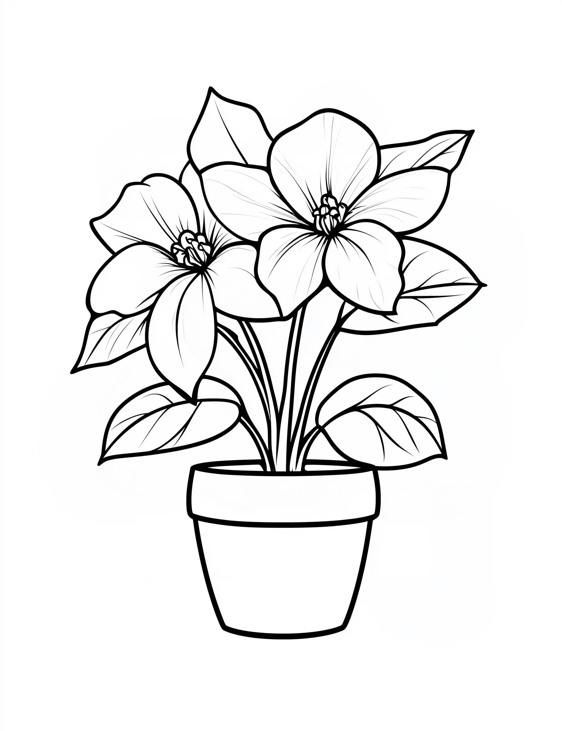Flower Vase with Wide Petals Coloring Page