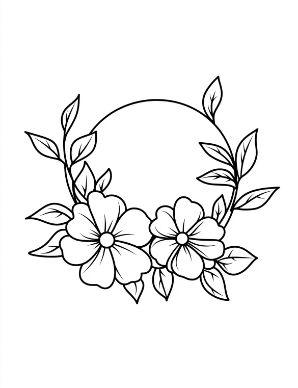 Flower Wreath Coloring Page