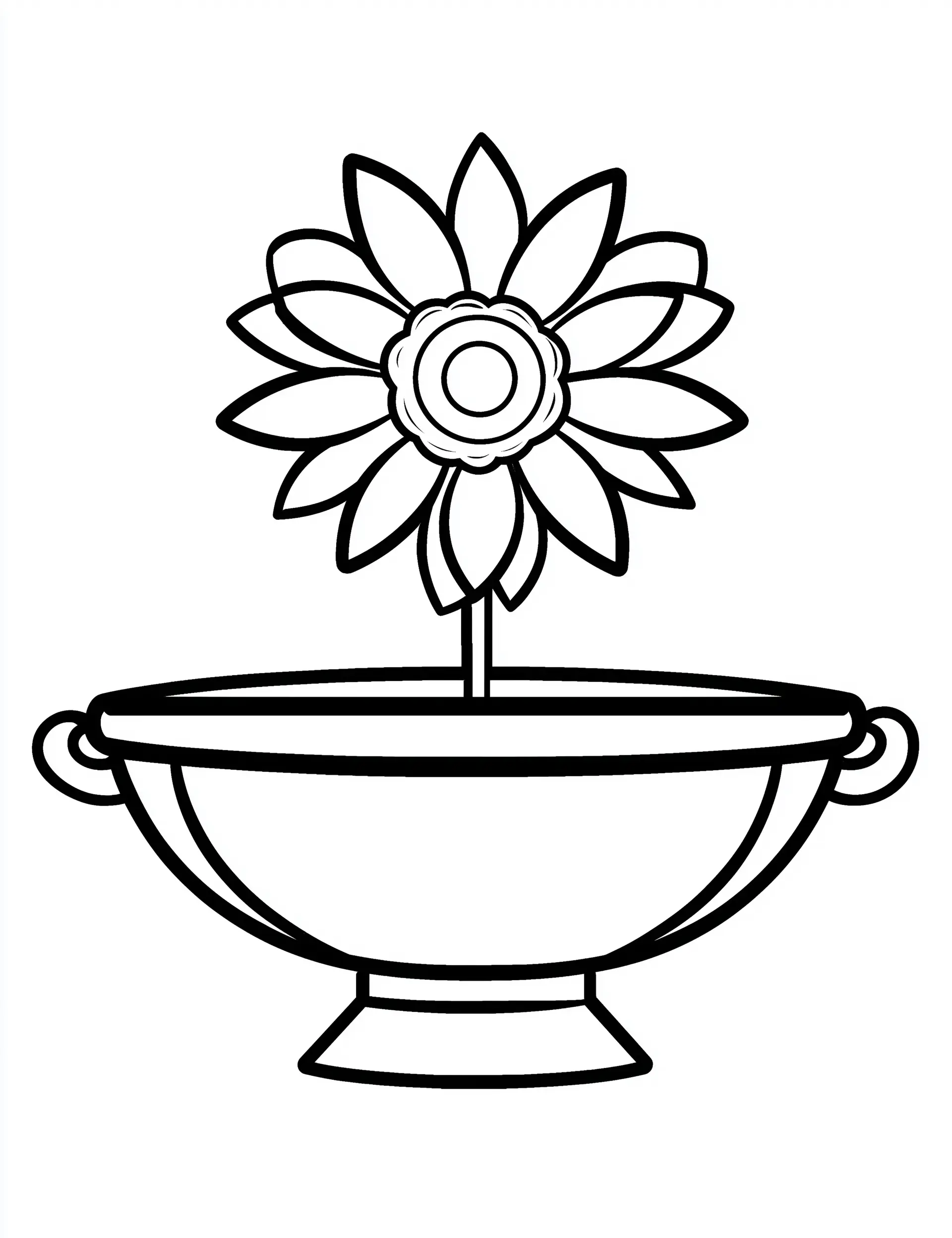 Flower in Rounded Bowl Coloring Page