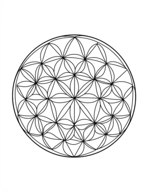 Flower of Life Sacred Mandala Pattern Coloring Page by Mindset Flow