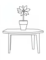 Flowerpot with Single Flower on Table Coloring Page