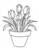 Flowerpot with Tulips Coloring Page