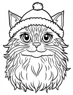 Fluffy Cat with Santa Hat Holiday Coloring Page by Mindset Flow