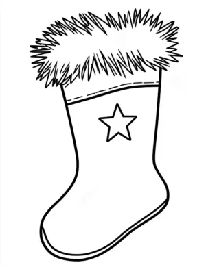 Fluffy Christmas Stocking With Star Christmas Coloring Page by Mindset Flow