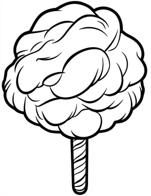 Fluffy Cotton Candy on Stick Coloring Page by Mindset Flow