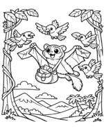 Flying Lemur Sky Mail Carrier Coloring Page By Mindset Flow