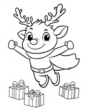 Flying Reindeer Superhero Christmas Coloring Page By Mindset Flow