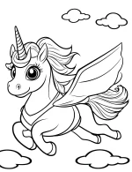Flying Superhero Unicorn with Wings Coloring Page